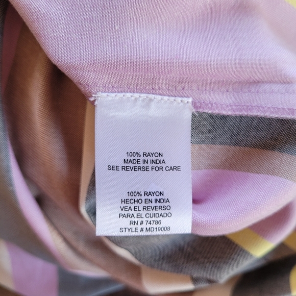 Patrons of Peace Striped Pink, Gray, Tan & Cream Sleeveless Midi Dress NEW Sz M - Picture 10 of 10